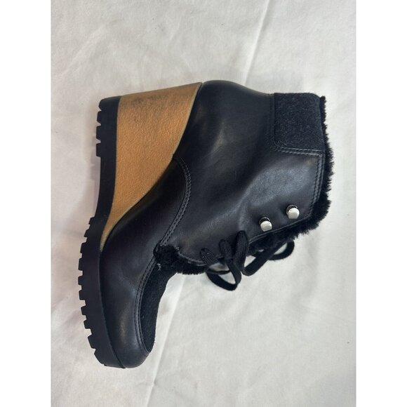 Cole Haan Waterproof Henson Wedge Black Leather Shearling Genuine Sheep sz 10B - Picture 4 of 10